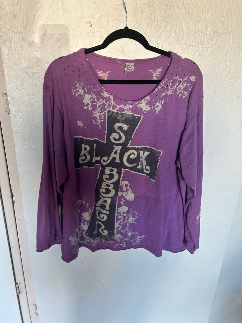 Magnolia Pearl Lavender Long Sleeve Tee with Black Cross Graphic